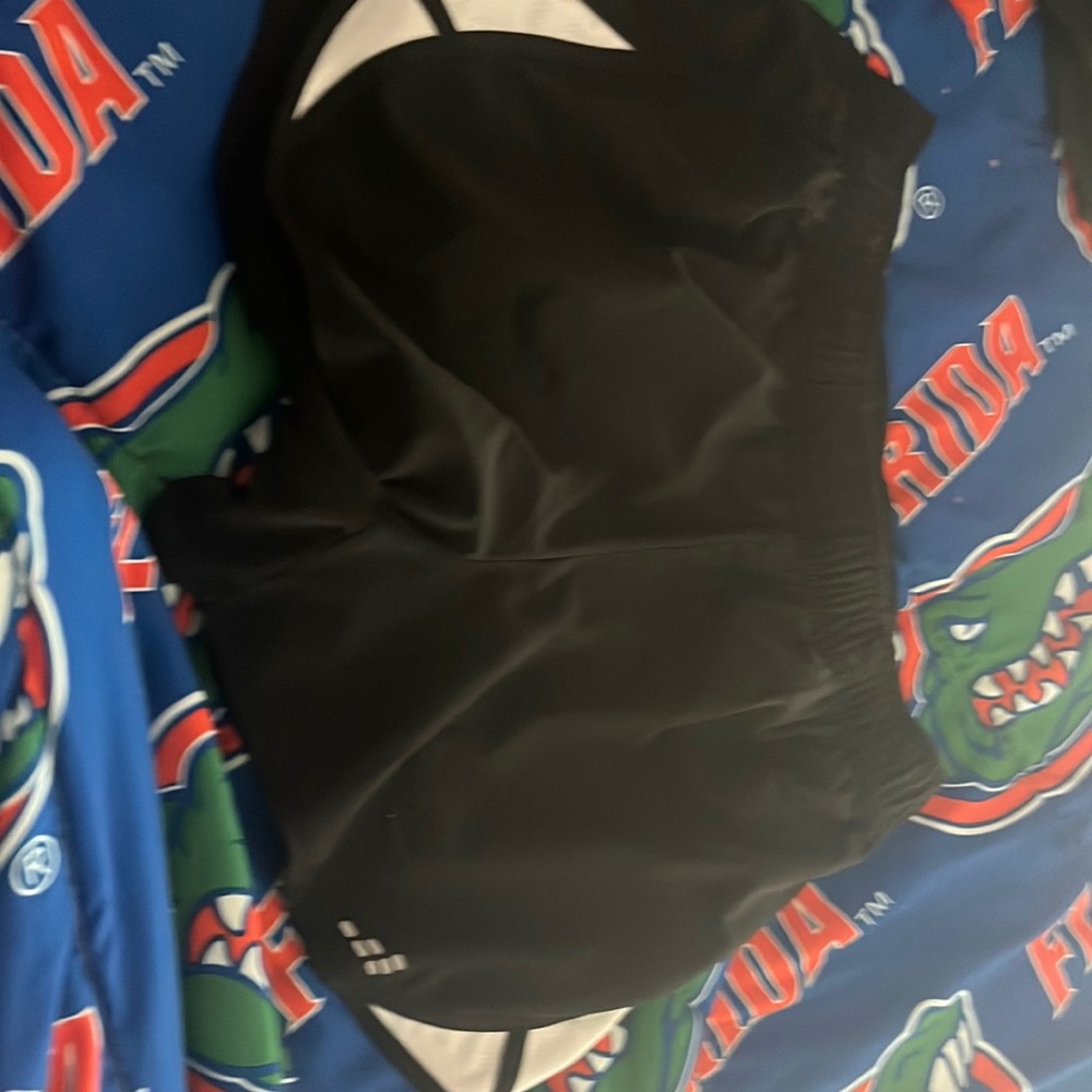 Bcg running shorts in black with white at the end